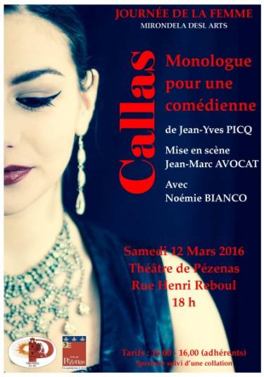 CALLAS, MONOLOGUE POUR UNE COMÉDIENNE - JOURNÉE DE LA FEMME